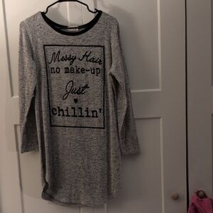 Gray Long Sleeve Graphic Top